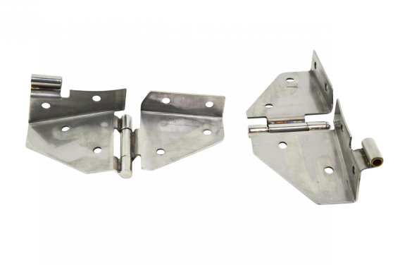 Jeep CJ/YJ Windshield Hinge No Mirror Holes Pair 76-95 CJ and Wrangler YJ Polished Silver Kentro...