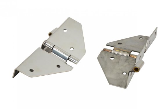 Jeep CJ/YJ Windshield Hinge No Mirror Holes Pair 76-95 CJ and Wrangler YJ Polished Silver Kentro...