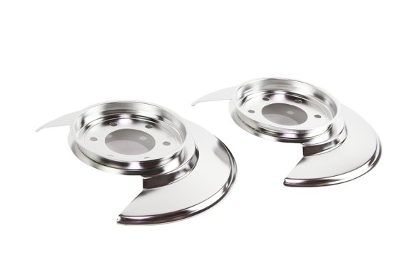 Jeep CJ Disc Brake Dust Cover Pair 76-78 CJ Polished Silver Kentrol