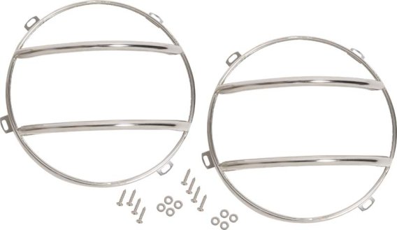 Jeep JK Euro Headlight Guards Pair 07-18 Wrangler JK Polished Silver Kentrol