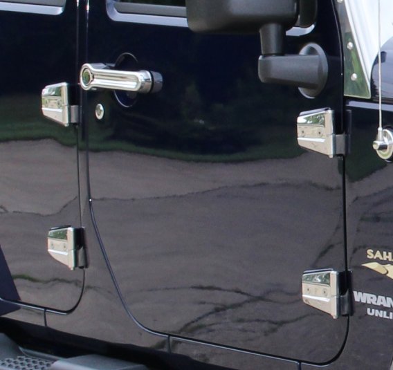 Jeep JK Door Hinge Set 8 Pieces 4 Door 07-18 Wrangler JK Polished Silver Kentrol