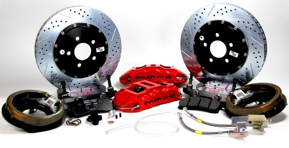 Brake System 14 Inch Rear Extreme+ with Park Brake Red 66-69 Mopar B Body BAER Brakes