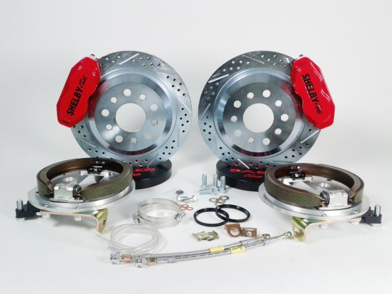 Brake System 12 Inch Rear SS4 with Park Brake Shelby Logo Red 67-73 Mustang 8 or 9 Inch Rear BAER...