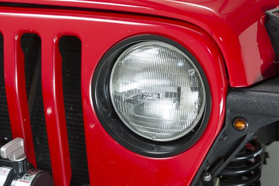 Jeep TJ Headlight Bezels Pair 97-06 Wrangler TJ Powdercoat Black Kentrol