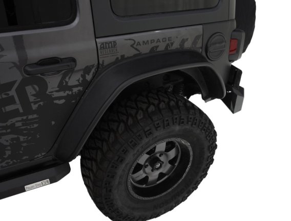 Bushwacker 10100-07 Black Jeep Flat Style Textured Finish Rear Fender Flares for 2018 -2023 Jeep ...