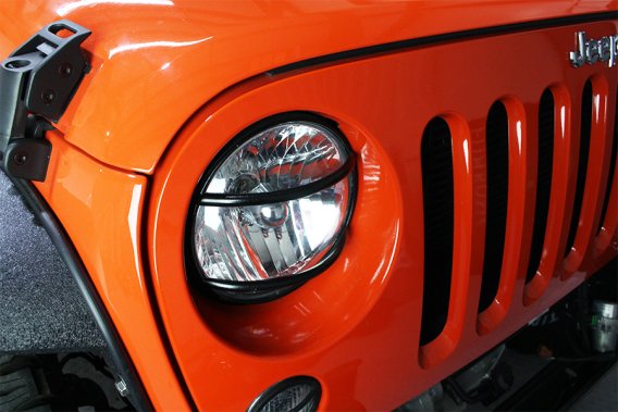Jeep JK Euro Headlight Guards Pair 07-18 Wrangler JK Textured Black Kentrol