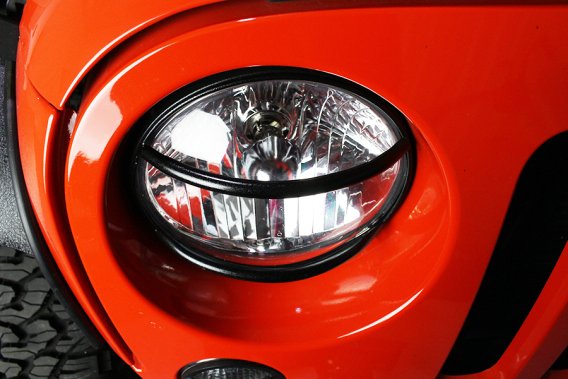 Jeep JK Euro Headlight Guards Pair 07-18 Wrangler JK Textured Black Kentrol