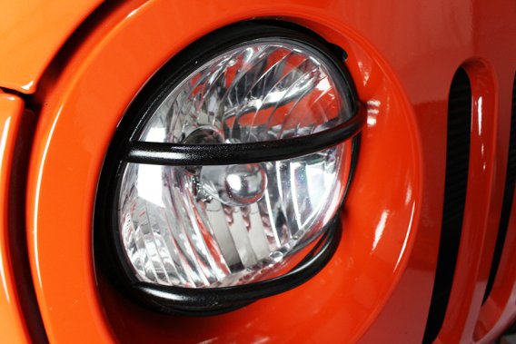 Jeep JK Euro Headlight Guards Pair 07-18 Wrangler JK Textured Black Kentrol