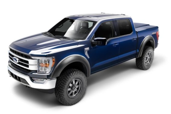 Bushwacker 20137-02 Black Extend-A-Fender Style Smooth Finish Front Fender Flares for 2021-2023 F...