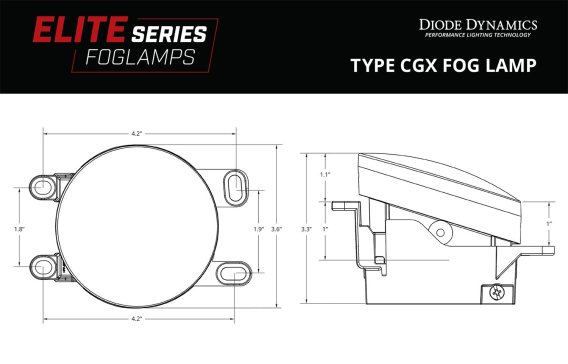 Elite Series Fog Lamps for 2018-2020 Toyota Sienna Pair Cool White 6000K Diode Dynamics