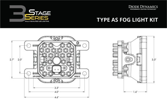 SS3 LED Fog Light Kit for 2010-2018 Ford Transit Connect White SAE Fog Sport w/ Backlight Diode D...