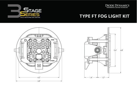 SS3 LED Fog Light Kit for 2008-2010 Dodge Viper Yellow SAE Fog Pro w/ Backlight Diode Dynamics