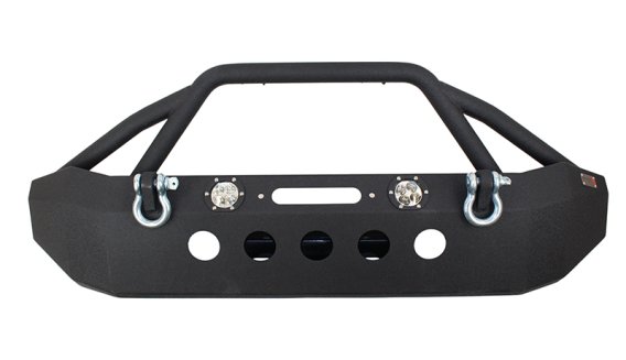Jeep JK Front Winch Bumper W/LEDs Full Width 07-18 Wranger JK Black Texured Powercoated Fishbone ...