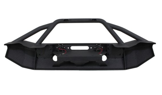 Jeep JK Front Winch Bumper W/LEDs Full Width 07-18 Wranger JK Black Texured Powercoated Fishbone ...