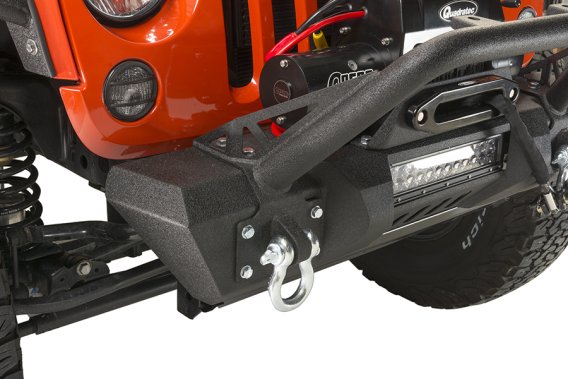 Jeep JK Front Stubby Winch Bumper W/Tube Guard 07-18 Wranger JK Black Texured Powercoated Fishbon...