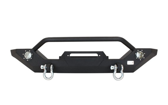 Jeep TJ/YJ Front Bumper W/LED's 87-06 Wrangler TJ/YJ Steel Black Textured Powercoat Fishbone Offr...