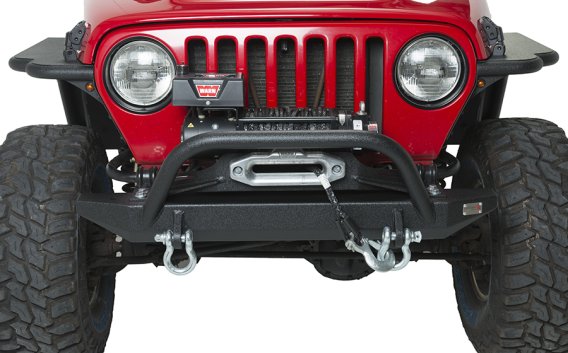 Jeep TJ Front Bumper W/Winch Guard 97-06 Wrangler TJ Rubicon and Unlimited Steel Black Textured P...