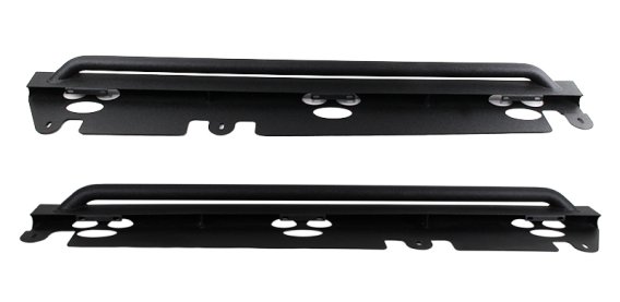 Jeep JK Rock Slider 07-18 Wrangler JK 4 Door Rubicon Steel Black Textured Powdercoat Fishbone Off...