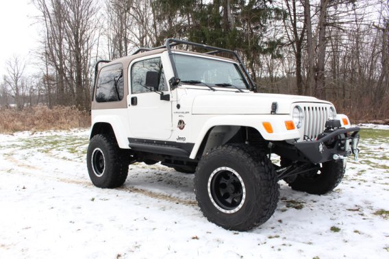 Jeep TJ Rock Slider W/Tube Step 97-06 Wrangler TJ Steel Black Textured Powdercoat Fishbone Offro...