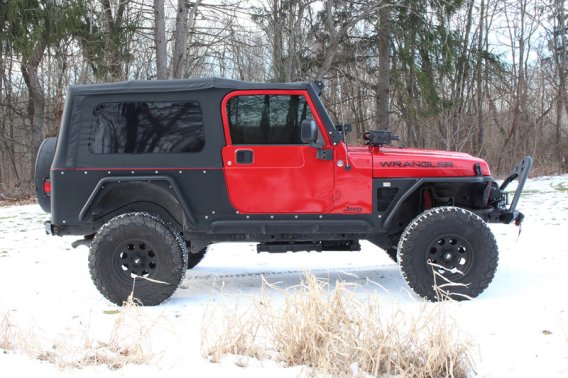 Jeep TJ Tube Fender Set Of 4 Front and Rear 97-06 Wrangler TJ Steel Black Textured Powdercoat Fis...