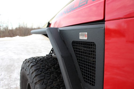 Jeep TJ Tube Fenders Front 3 Inch Flare 97-06 Wrangler TJ Steel Black Textured Powdercoat Fishbon...