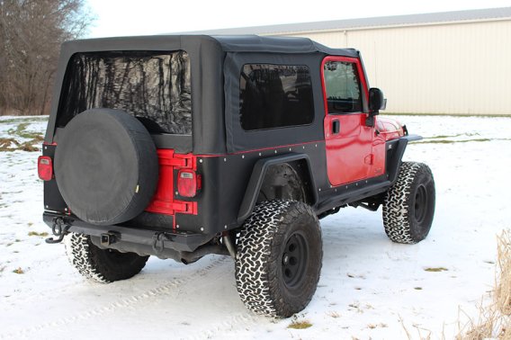 Jeep TJ Tube Fender Set Of 4 Front and Rear 97-06 Wrangler TJ Steel Black Textured Powdercoat Fis...