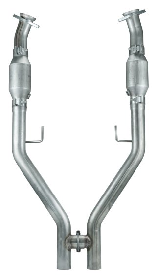 Exhaust H Pipe Catted For Long Tubes 05-10 Mustang 2.5 in H-Pipe Hardware Incl Natural 409 Stainl...