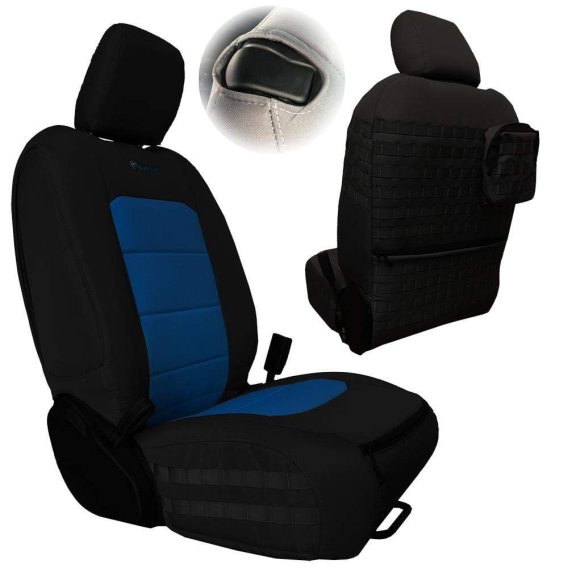 Jeep Seat Covers Wrangler JL Tactical Front Seat Covers 18-Up Wrangler JL 2 Door Black/Blue Barta...
