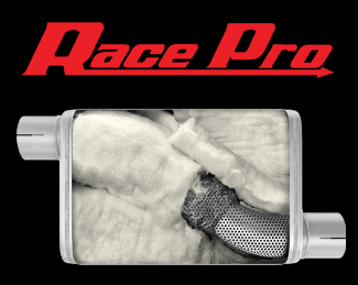 Race Pro Muffler 14 Inch Body 3 Inch Offset Inlet/Offset Outlet 409 Stainless Pypes Performance E...