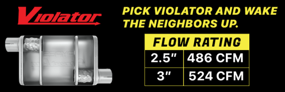 Violator Series Muffler 14 in 2.5 in Offset/Offset Hardware Not Incl Natural 409 Stainless Steel ...