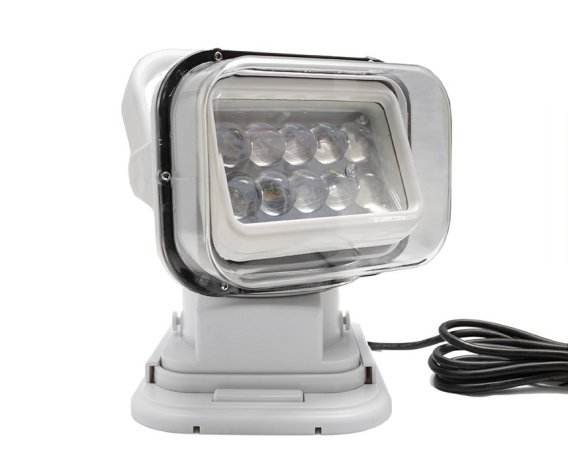 Motorized 50W LED Spot Light w/ Remote 360 Degree / 120 vertical Swivel Functionality White Marin...