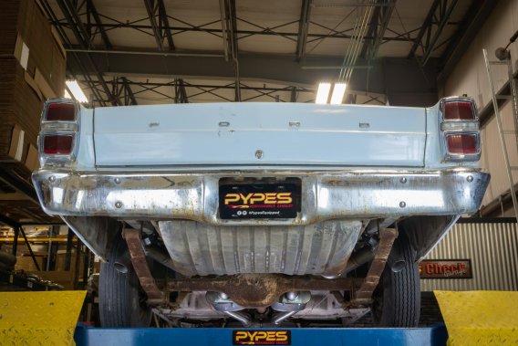 1966-71 Ford Fairlane 2.5 Inch H-Pipe Crossmember Back Quarter Panel Exit Exhaust Race Pro Muffle...