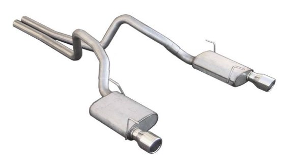Cat Back Exhaust System 05-10 Mustang V8 Split Rear Dual Exit 2.5 in Intermediate Pipe And Tailpi...