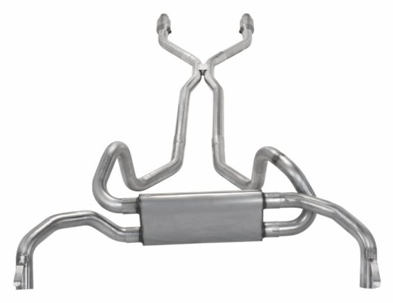 Crossflow System w/H-Pipe Exhaust System 75-81 Split Rear Dual Exit 2.5 in Intermediate And Tail ...