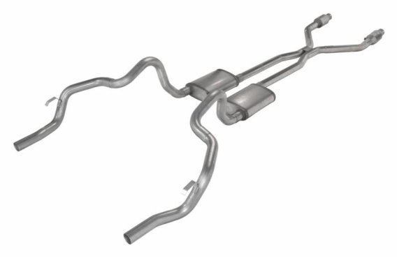 Crossmember Back w/H-Pipe Exhaust System 75-81 F-Body Split Rear Dual Exit 2.5 in Intermediate An...
