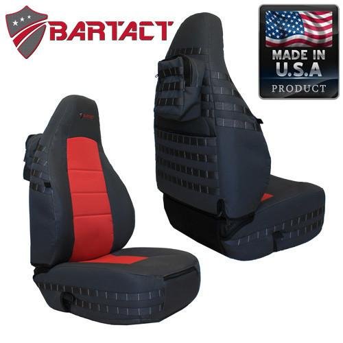 Jeep TJ Seat Covers Front 97-02 Wrangler TJ Tactical Series Black/Graphite Bartact