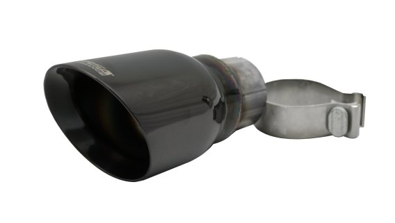 Single 4.0 Inch Black Pro-Series Tip (Clamp Included) 2.5 Inch Inlet Universal Stainless Steel Co...