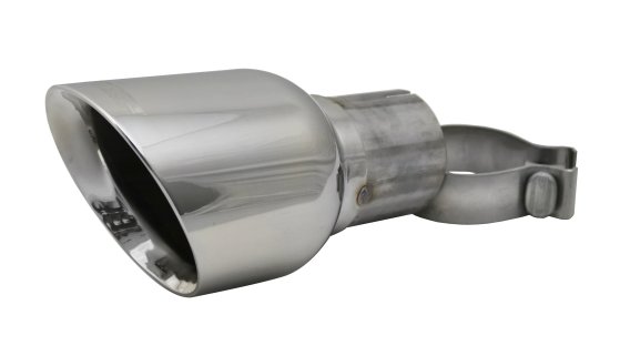 Single 4.5 Inch Polished Pro-Series Tip (Clamp Included) 2.75 Inch Inlet Universal Stainless Stee...