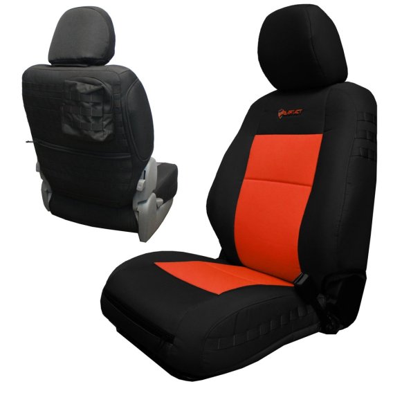 Toyota Tacoma Seat Covers 16-19 Tacoma and TRD Front Black/Orange Tactical Series Pair Bartact
