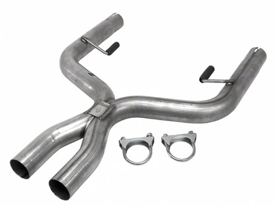 Exhaust X-Pipe Kit Intermediate Pipe 05-10 Mustang V6 2.5 in Hardware Incl Natural 409 Stainless ...