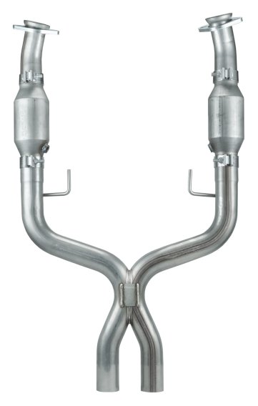 Exhaust X Pipe Catted For Long Tubes 05-10 Mustang 2.5 in X-Pipe Hardware Incl Natural 409 Stainl...
