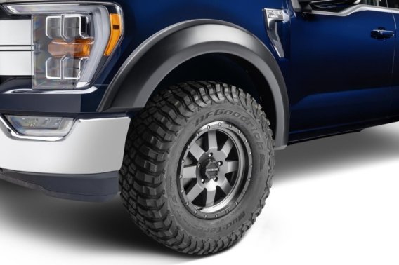Bushwacker 20137-02 Black Extend-A-Fender Style Smooth Finish Front Fender Flares for 2021-2023 F...