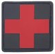 Medical Patch, EMT Patch PVC Rubber 1.5 x 1.5 Inch Velcro Hook Backing Black/Red Bartact