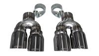 Two Twin 4.0 Inch Polished Tips Clamps Included Dual Rear Exit For Corsa Cadillac ATS-V Exhaust O...