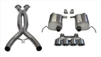 2.75 Inch Valve-Back + X-Pipe Dual Rear Exit with Quad 4.5 Inch Polished Pro-Series Tips 2014-201...