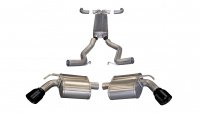2.5 Inch Cat-Back + X-Pipe Dual Rear Exit with Single 4.0 Inch Black PVD Pro-Series Tips Corsa Pe...