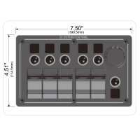 5-Switch Voltmeter Panel W/Breakers Black Bulldog Winch