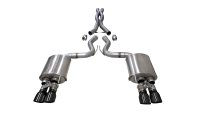 3.0 Inch Valved Cat-Back Sport To Extreme Dual Exhaust Black 4.0 Inch Quad Tips 18-Present Mustan...