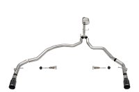 3.0 Inch Dual Rear Exit Catback Exhaust System with Flat Cut 4.0 Inch Dual Wall Black Tips 21-25 ...