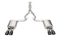 3.0 Inch Dual Rear Exit Cat-Back with Twin 4.0 Inch Black PVD Pro-Series Tips 24-25 Ford Mustang ...